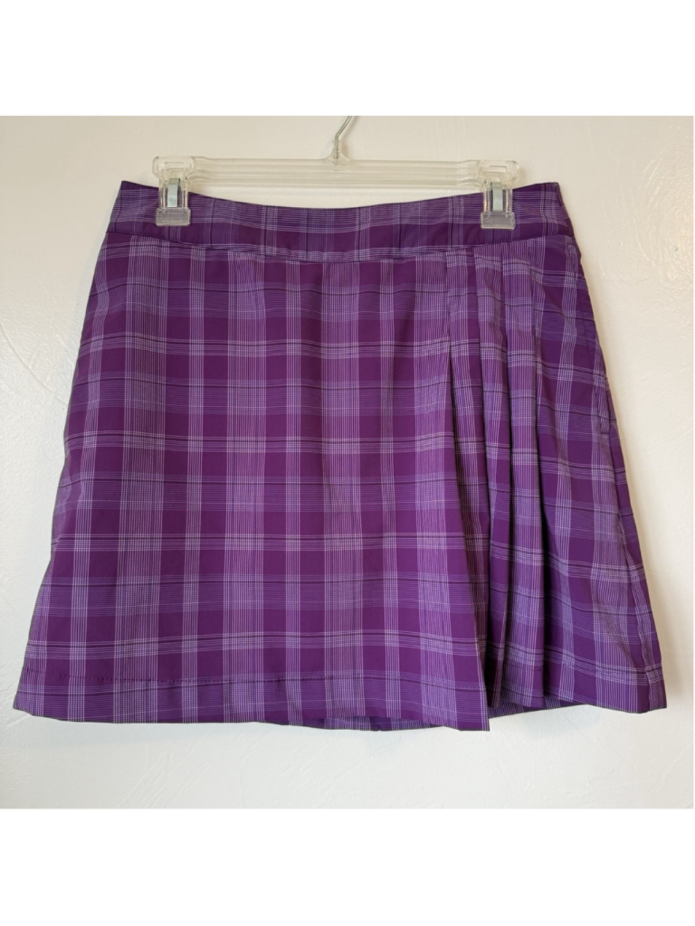 Callaway Purple & White Plaid Golf Skort Pleated Front & Pockets Size 6
